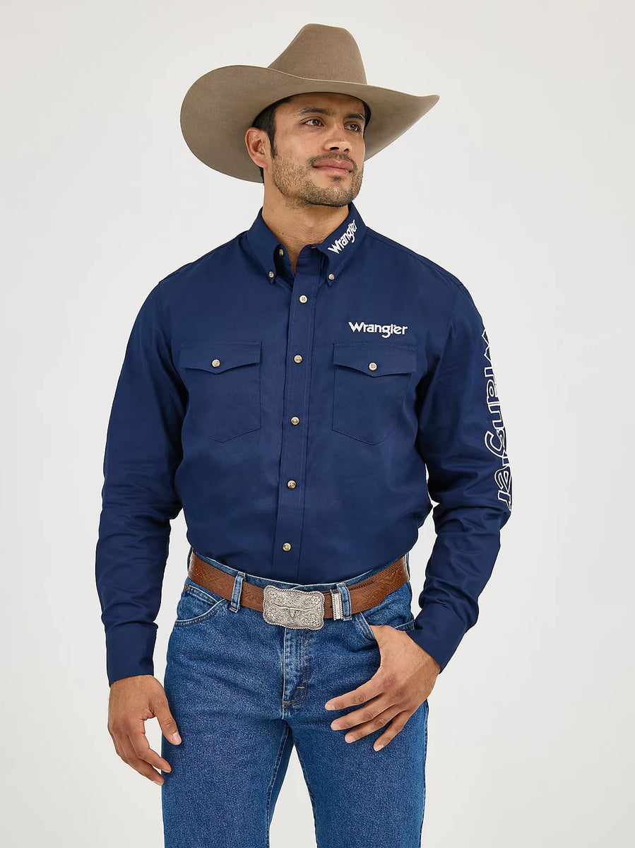 Chemise Wrangler Bleue Taille 3XL - Manches Longues, 2 Poches - Occasion Très Bon état