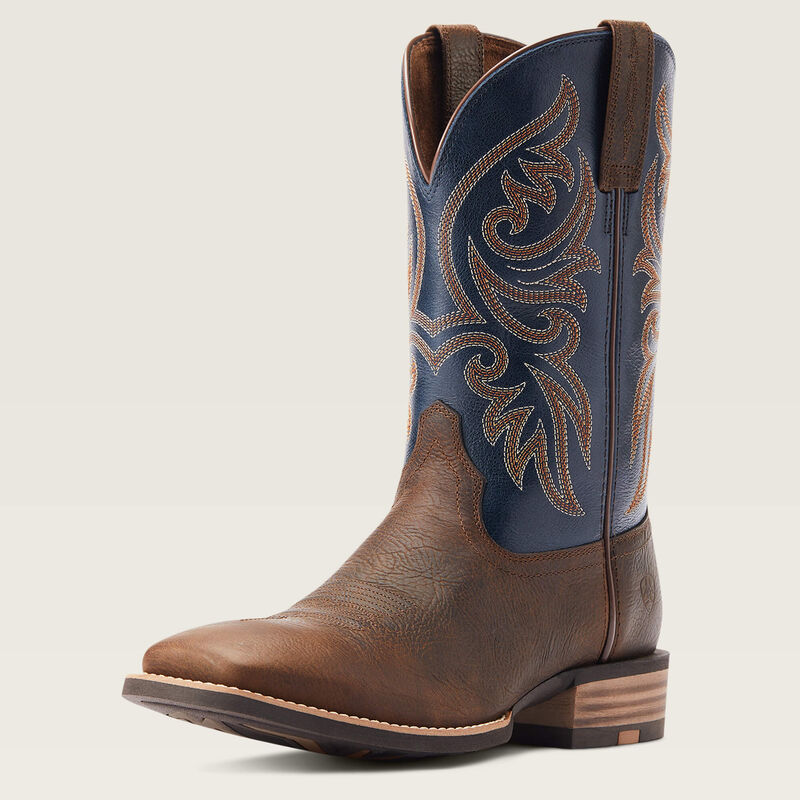 Bottes Cowboy Ariat Sidebet Cuir Marron/bleu Bout Carré 9.5 D Homme